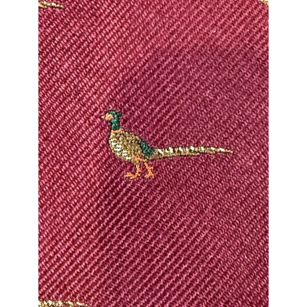 Brooks Brothers Makers 100% Silk Pheasant Necktie Burgundy OS Frickley NCAD